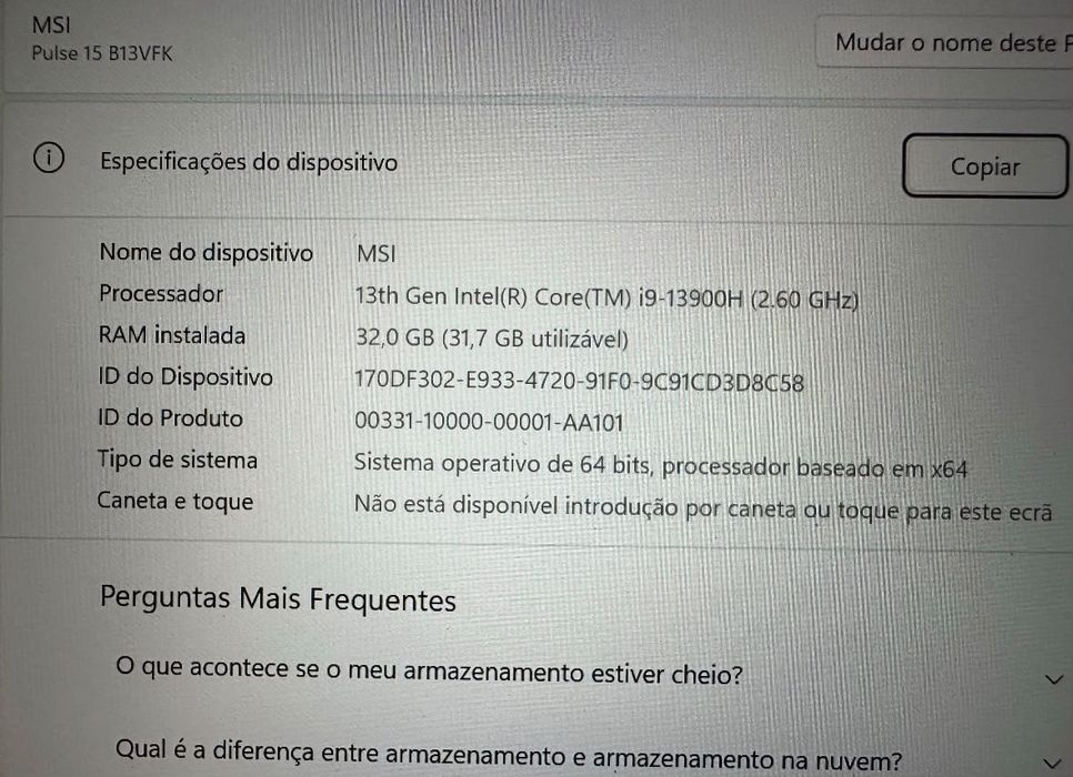 Portátil MSI pulse 15 B13VFK