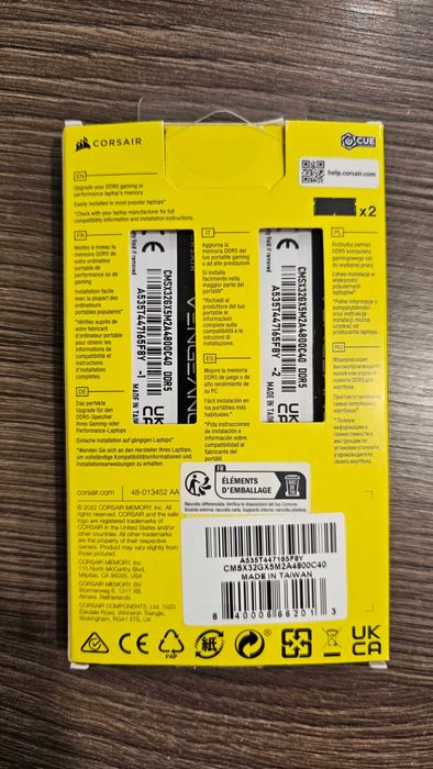 Corsair Vengeance SODIMM DDR5 32GB (2×16) CMSX32GX5M2A4800C40