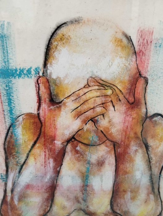 Pintura pastel e guache desenho figurativo