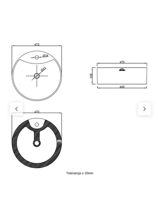 Umywalka Invena 47cm