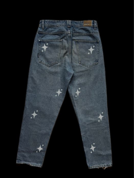 Jeansy CROPP Loose W30/L32 – custom malowane