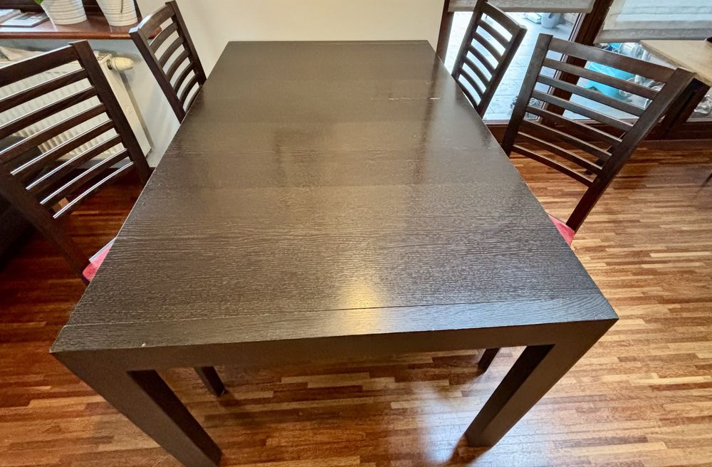 Stół rozkładany 140 x 90 cm + 2 dostawki 45 cm + 12 krzeseł