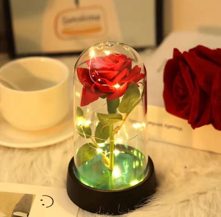 Роза в Колбі з підсвіткою троянда в колбі під склом подарунок дівчині