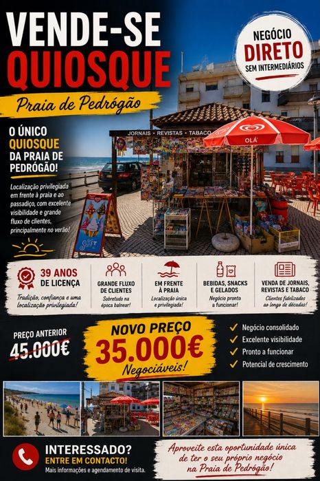 Unico Quiosque na Praia de Pedrogao