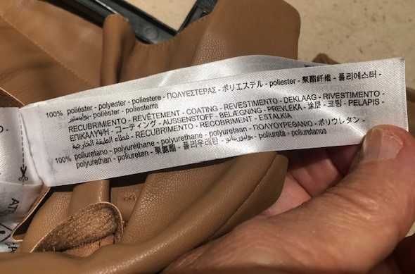 Calção senhora, em pele,  cor bege (tom camurça) marca Zara