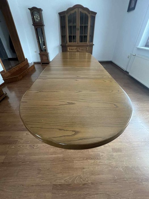 Solidny rozkładany stół dębowy wraz z krzesłami– do 280 cm | bardzo dobry stan