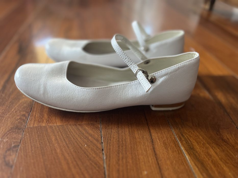 Buty baleriny białe komunijne, wizytowe dla dziewczynki 38
