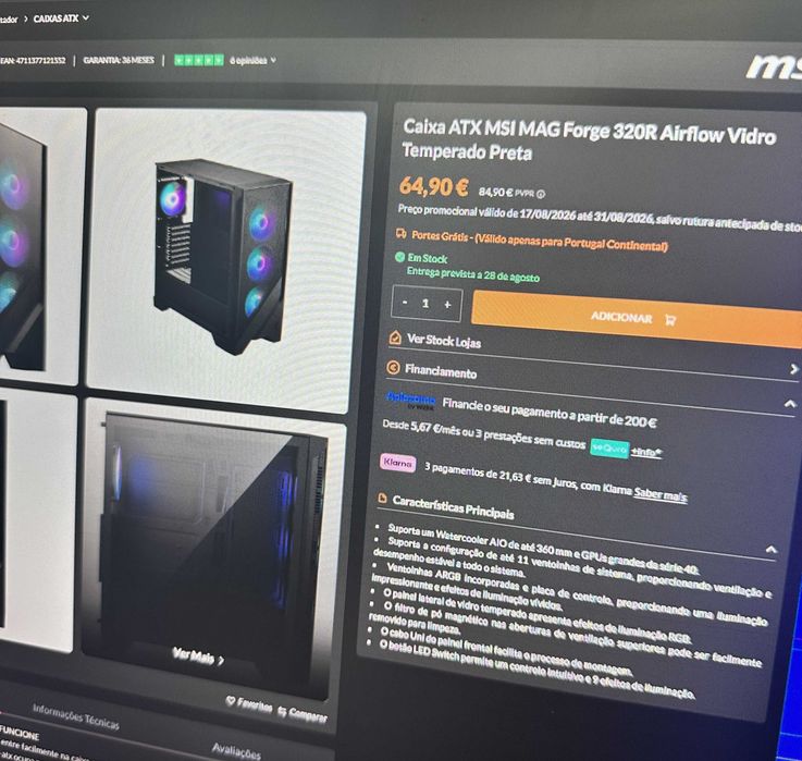 MSI MAG Forge 320R Airflow ARGB Vidro Temperado – NOVA + FATURA