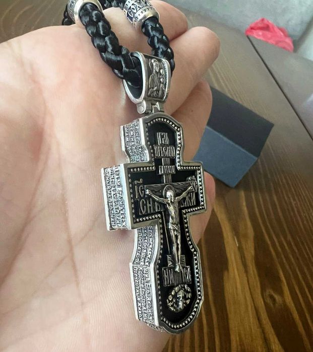 Крест из ебенового дерева, серебро 925 пробы, массивный