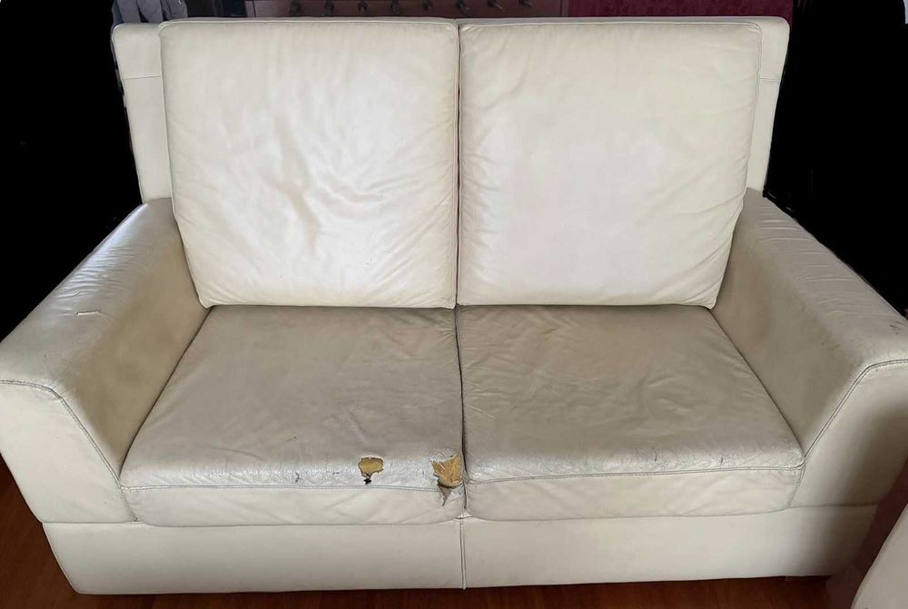 Conjunto de 2 sofás em pele