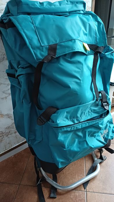 Plecak JUREK Trekking TURKUSOWY - Duży Stelaż Zewnętrzny, 80x40 cm