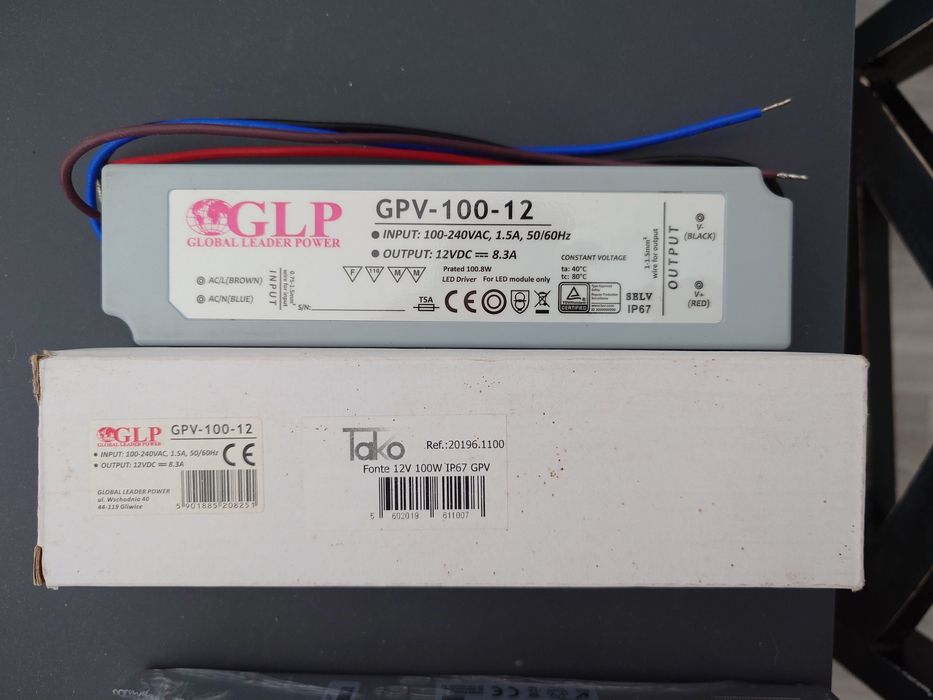 LED driver GLP GPV-100-12, 12 Volt DC, 100 Watt,
Model No.: 10462764751784067458120