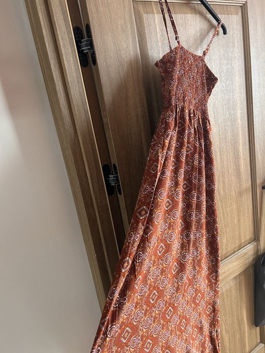 Sukienka letnia boho wzory bordowa S/M