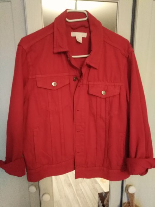 Kurtka czerwona jeansowa dzinsowa h&m