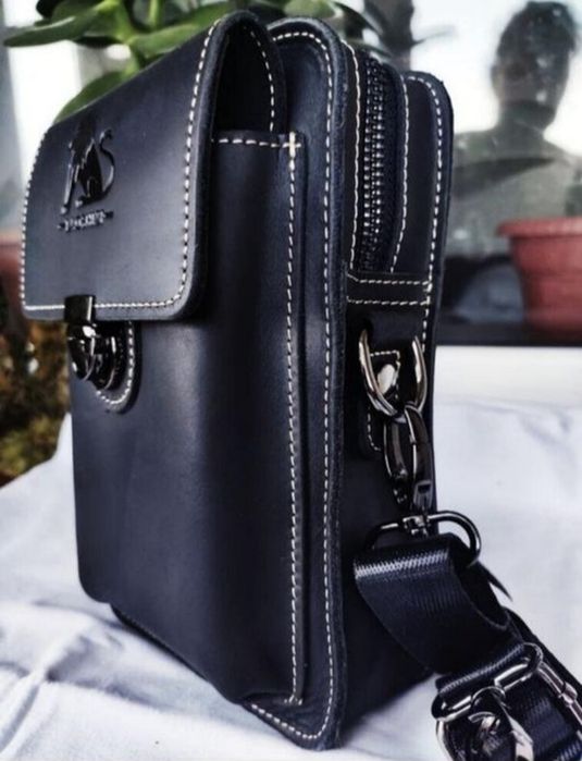 Барсетка -Сумка мужская. Кожа. Черная