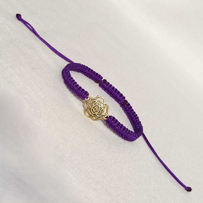 B465 Bransoletka Róża makrama pleciona Handmade Rękodzieło