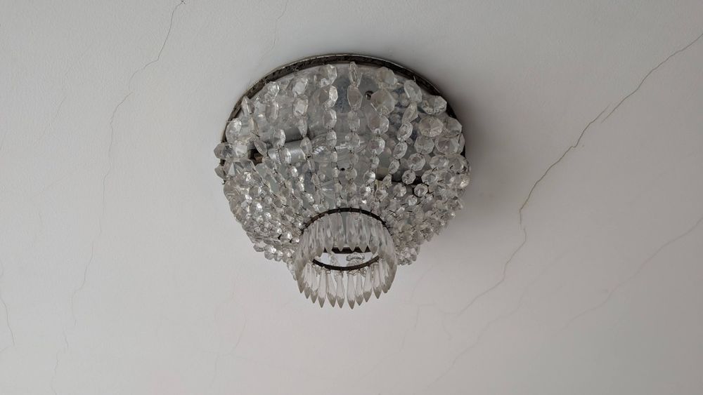 Vintage crystal ceiling chandelier.