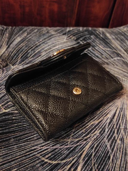 Кожаные кошельки Chanel Mini черная кожа “икра” и гладкая кожа