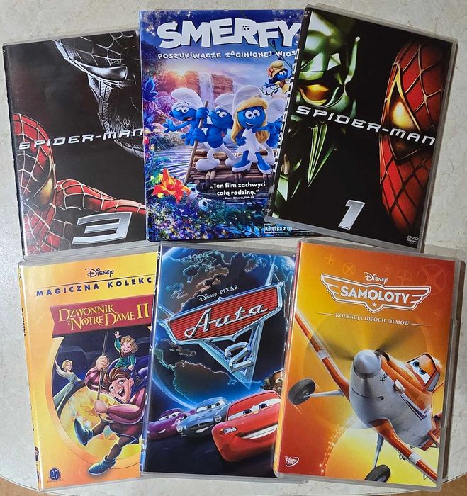 Spider-Man, Auta, Smerfy, Samoloty, Dzwonnik z Norte Dame - filmy DVD