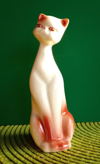 Porcelanowa figurka kot x2, wys.12cm.PRL.