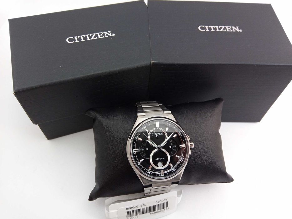 Титановые часы лунник Citizen Eco-Drive BU0060-68E, сапфир, Japan Made