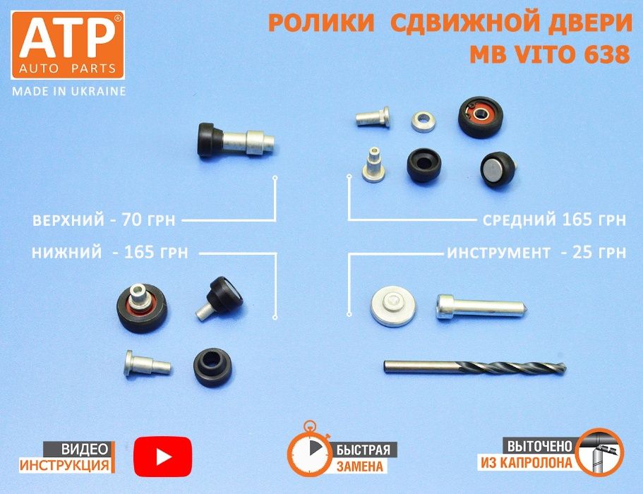 Ролики сдвижной боковой двери Mercedes Vito 638 вито 639 ремкомплект