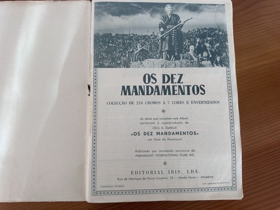 Caderneta cromos anos 60 - Os Dez Mandamentos