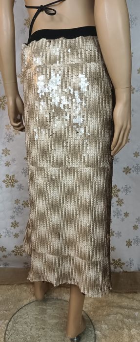 Nowa z metką spódnica długa/maxi beżowe w cekiny, Love Copenhagen M