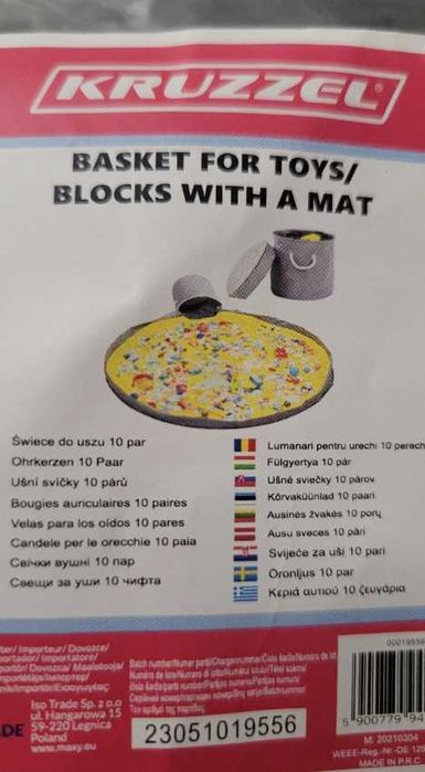 Szary kosz + mata na klocki i zabawki dla dzieci wodoodporny