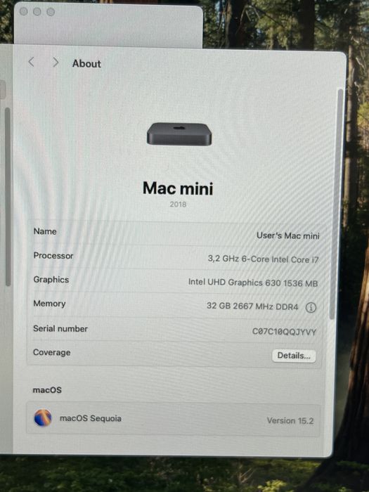 Mac Mini A1993 Intel Core I7 6 rdzeni 3,2Ghz, 32Gb RAM DDR4 Idealny