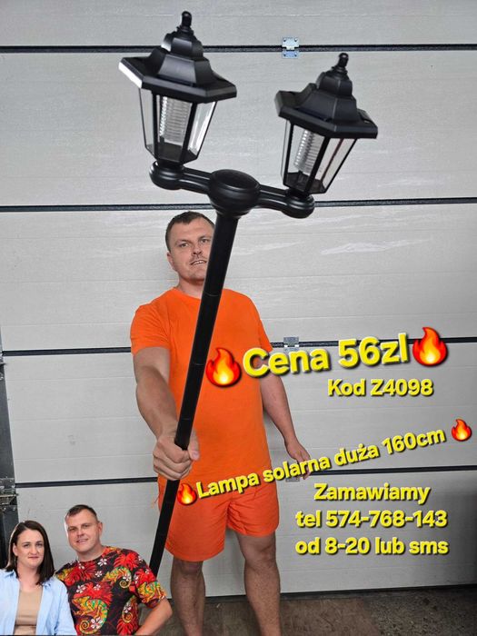 Lampa solarna ogrodowa 2 kloszowa LED Z4098
