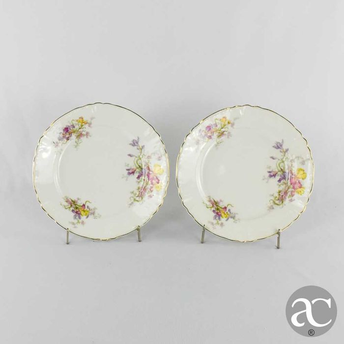 Par de pratos Arte Nova, porcelana Vista Alegre