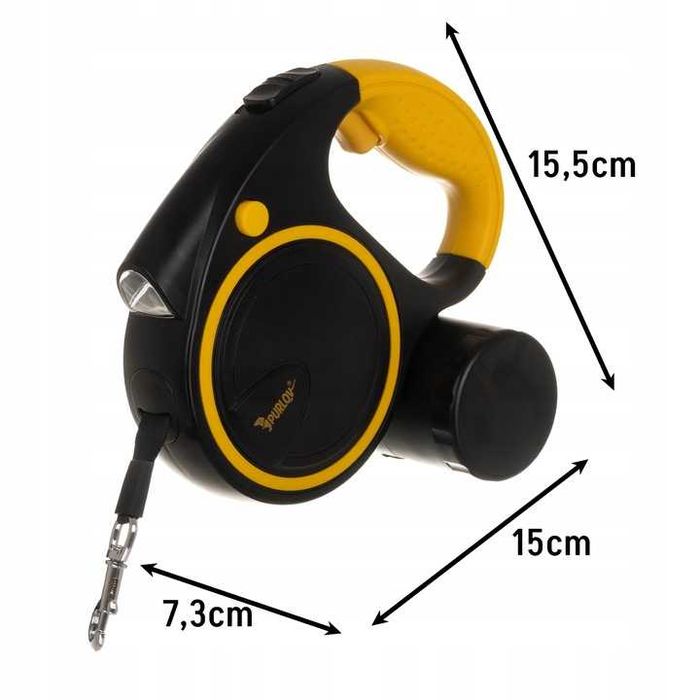 Smycz dla Psa Kota Automatyczna z Latarką Zwijana Pojemnik z Blokadą