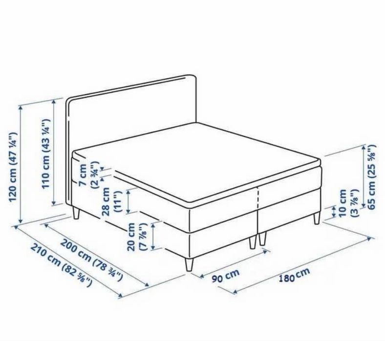 Cama continental Ikea DUNVIK 180x200
