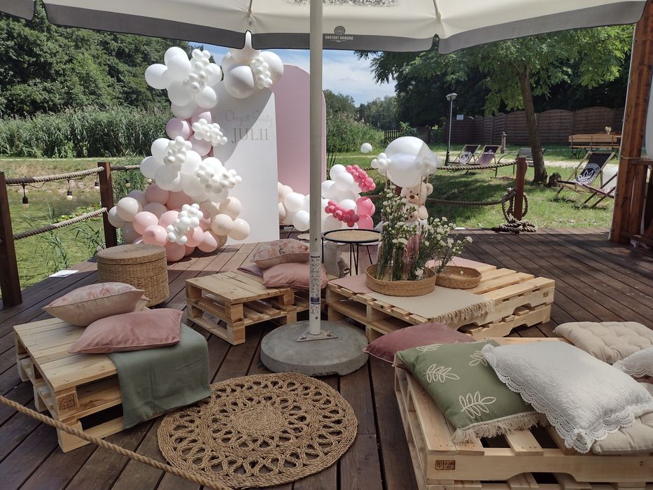 Dekoracja imprez, ślubu, wesela, urodzin, chrzcin, strefa chillout