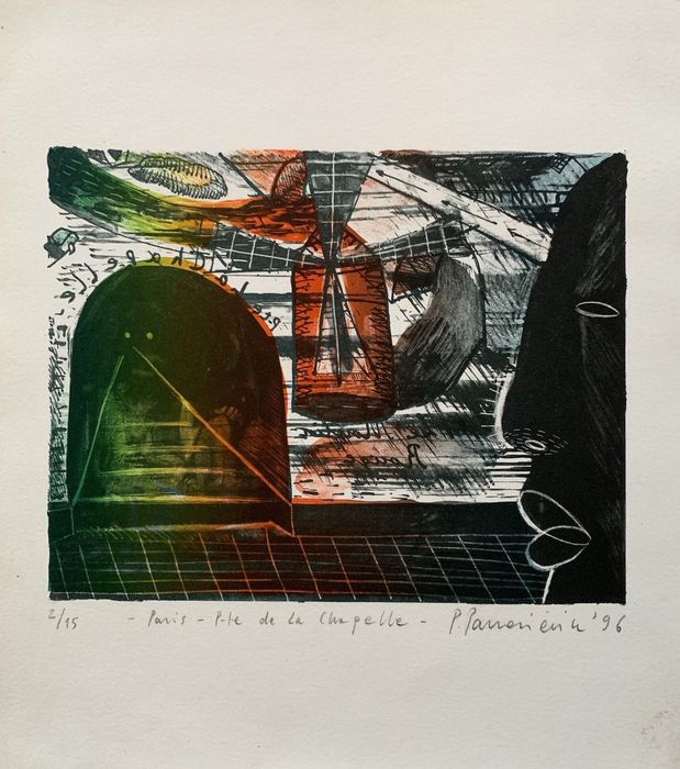 PIOTR PANASIEWICZ Grafika litografia barwna Stacja metra Paryż 1996