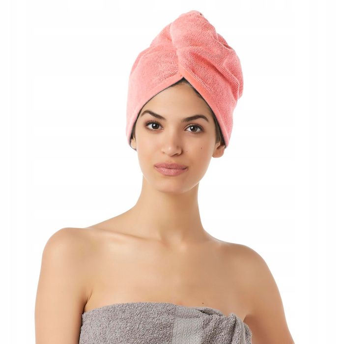 Ręcznik na głowę z mikrofibry turban do włosów różowy