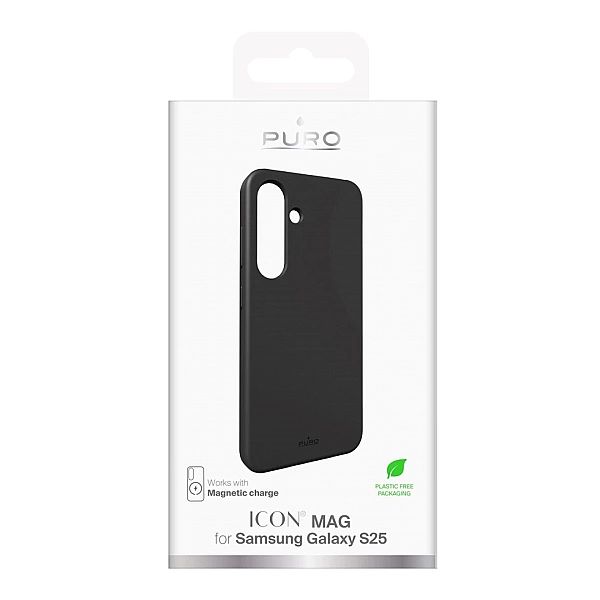 Etui silikonowe Puro Icon Mag z MagSafe do Samsung Galaxy S25 - czarne