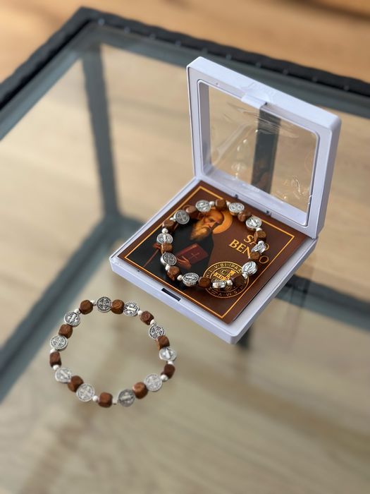 Pulseiras São Bento elásticas com dezenas em madeira - novas com caixa