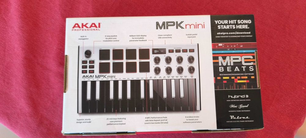 Teclado branco Akai MPK mini 3 - controlador MIDI (Musical Instrument Digital Interface) USB