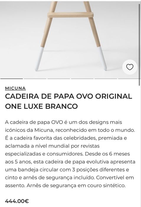 Cadeira de papa ovo Micuna
