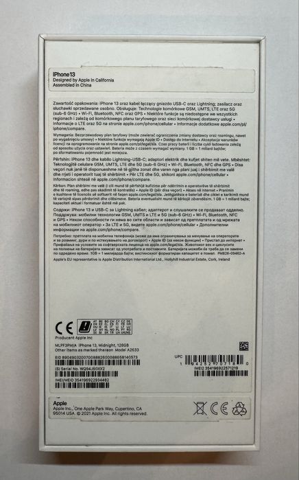 iPhone 13 128 GB z pudelkiem i dodatkiem