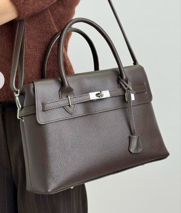 Коричнева сумка шкіряна шоколад сумка из кожи