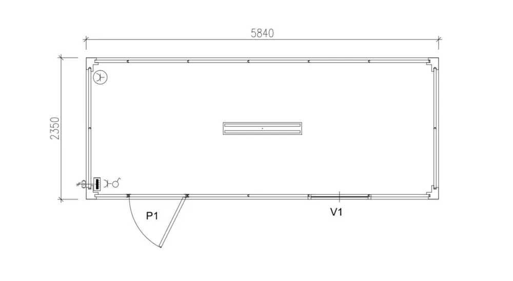 (Contentor/Escritório) Módulo Pré-fabricado 5840mmx2350mm