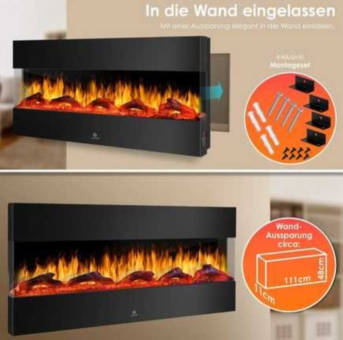 Kominek ścienny z funkcją grzania kominek elektryczny 1800W