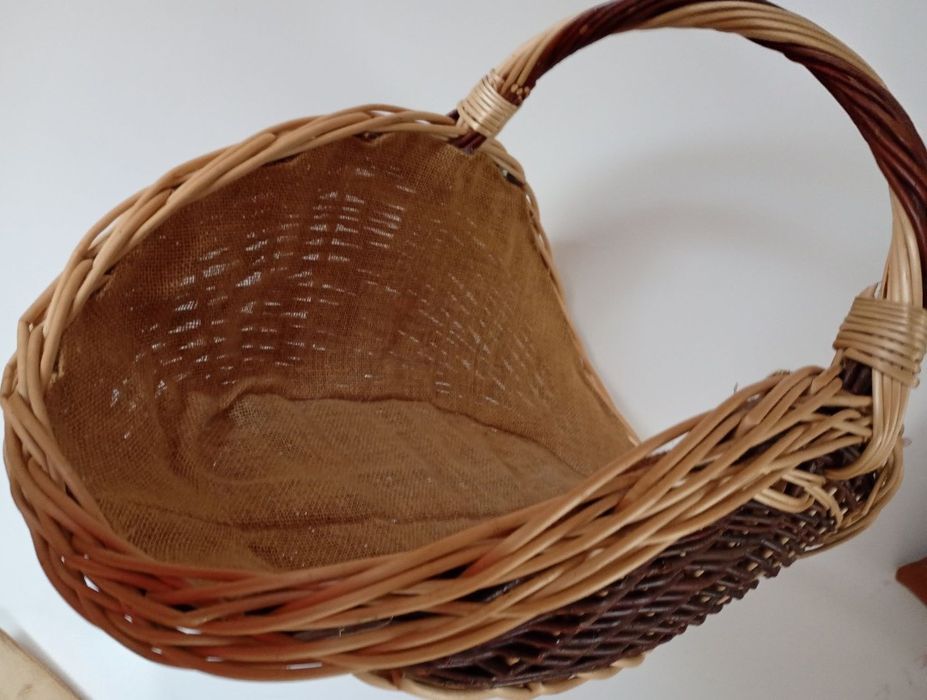 Kosz koszyk wiklinowy kominkowy na drewno duży brązowo beżowy natural