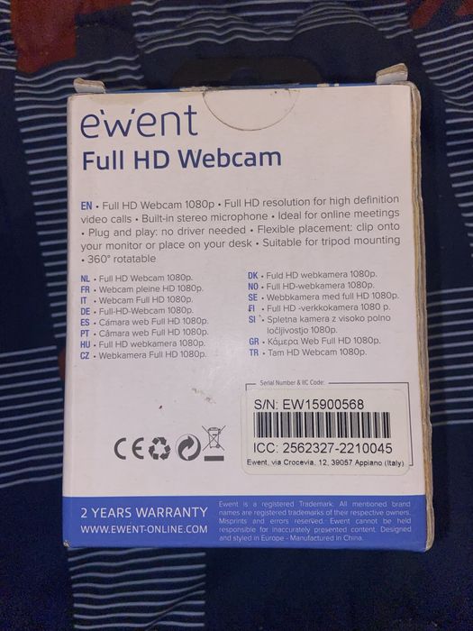 Webcam Ewent Full HD 1080p - Nova