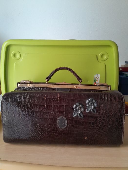 Mala vintage pele crocodilo