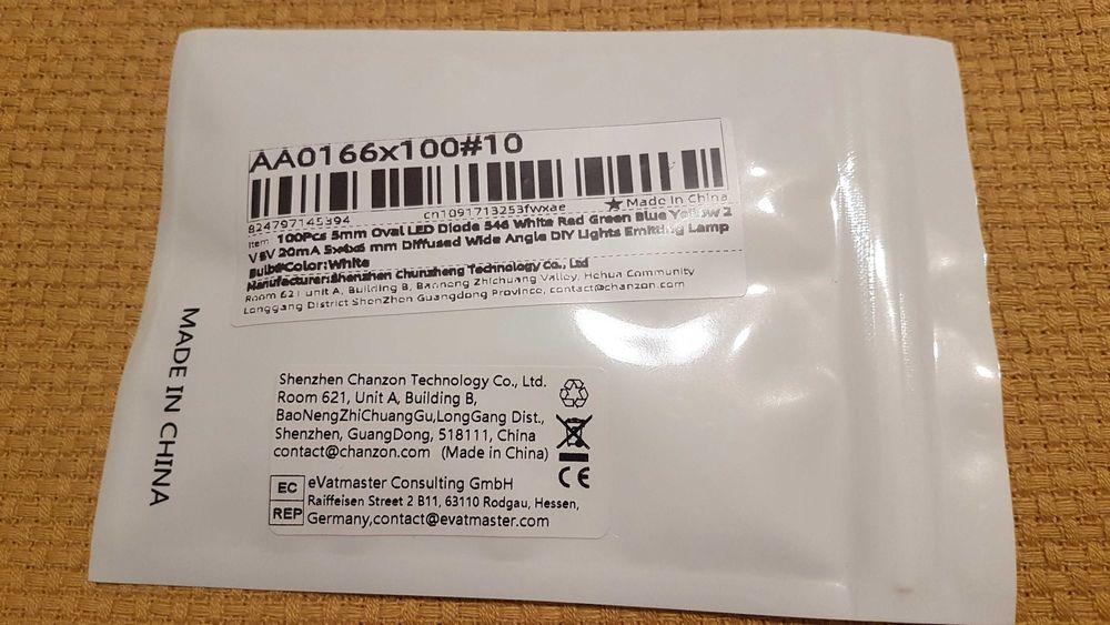 Dioda LED owalna biała 2V 3V 20mA 5x4x6 mm 100 szt.