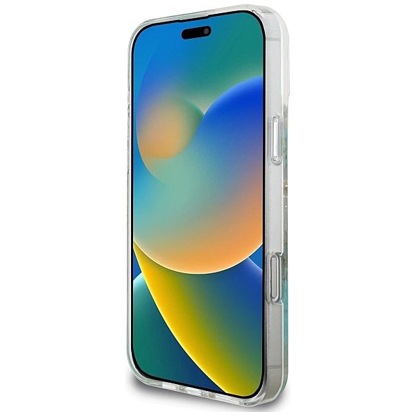 Etui Guess Resin Flowers Glitter MagSafe na iPhone 16 Pro - przezroczy